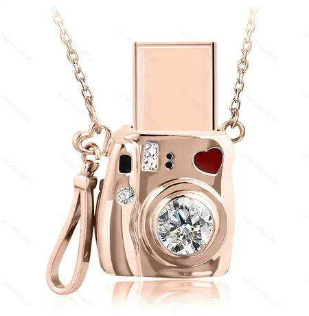 nk5_157_936998890813.jpg Custom Photo Camera Necklace With Birthstone Engraving - 图片 1