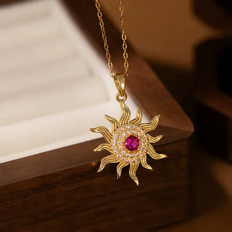 nk5_163_951447564799.jpg Custom Dancing Birthstone Sun Necklace Sterling Silver - 图片 1