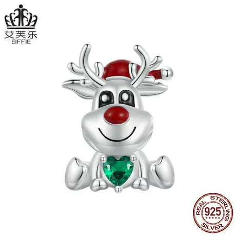 nk5_165_992054620354.jpg Cute Reindeer Heart Moss Agate Necklace - 图片 1