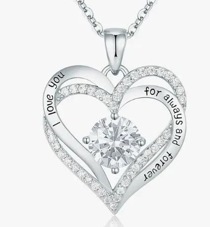 nk5_172_954030541715.jpg Custom Black Cat Double Heart Necklace With Birthstone - 图片 1