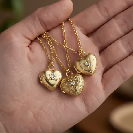 nk5_179_1000063006192.jpg Custom Double Sided Engraved Heart Photo Locket Necklace - 图片 1