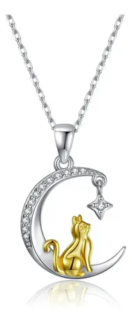 nk5_182_1007403214945.jpg Petland Golden Retriever And Cat Moon Necklace - 图片 1