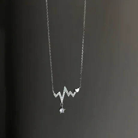 nk5_183_847084561828.jpg Custom Simple Heartbeat Necklace With Birthstone - 图片 1