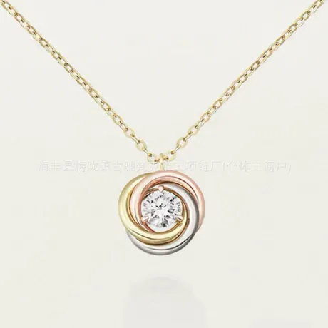 nk5_188_1078171728455.jpg Classic Round Cut Trinity Necklace Sterling Silver - 图片 1