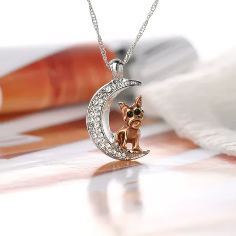 nk5_189_980637004754.jpg Hug Me Custom Teddy Bear Moon Necklace With Birthstone - 图片 1