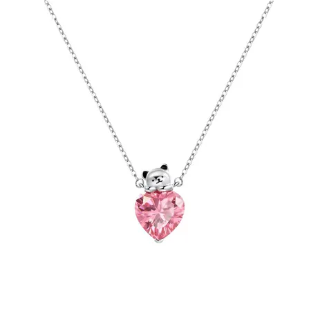 nk6_206_703446167344.jpg Hug Me Cute Cat Heart Necklace Sterling Silver - 图片 1