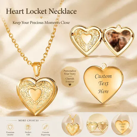 nk6_209_656310826798.jpg Vintage Personalized Heart Photo Locket Necklace With Birthstone - 图片 1