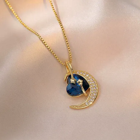nk6_214_934904526085.jpg Hug Me Custom Heart Birthstone Moon And Star Necklace - 图片 1