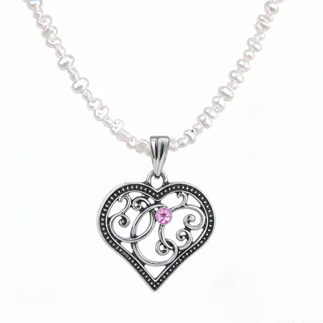 nk6_221_1065968816926.jpg Fashion Vine Black Heart Necklace Sterling Silver - 图片 1