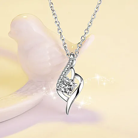 nk6_222_635994255821.jpg Custom Ribbon Twist Heart Pendant Necklace - 图片 1