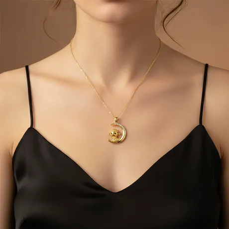 nk6_225_1070523037715.jpg Moon Hugers Custom Heart Birthstone Bat Necklace - 图片 1