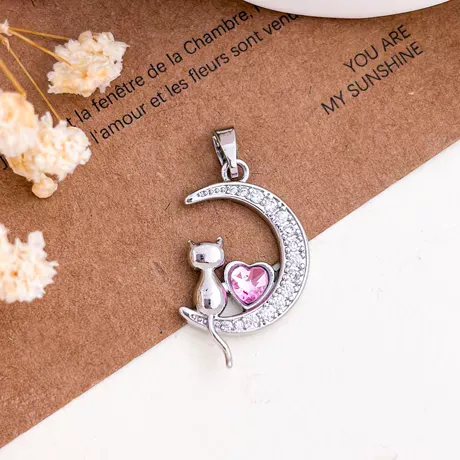 nk6_226_1012328152416.jpg Luna Astra Moon Black Cat Necklace With Birthstone - 图片 1