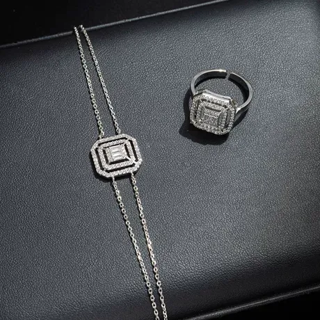 nk6_228_851346976797.jpg Classic Double Halo Necklace Sterling Silver - 图片 1