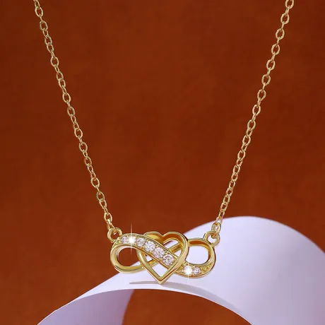 nk7_237_894704174195.jpg Custom Two Tone Infinity Heart Necklace Sterling Silver - 图片 1