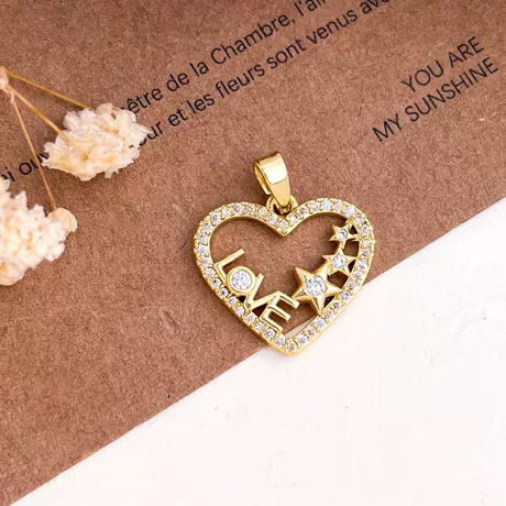 nk7_244_1012441128785.jpg Sweet Love Bee Gold Plated Heart Necklace Sterling Silver - 图片 1
