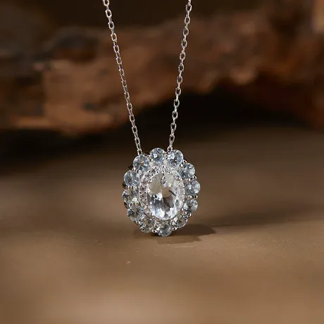 nk7_245_1030668155575.jpg Summer Seaside Halo Aquamarine Necklace - 图片 1