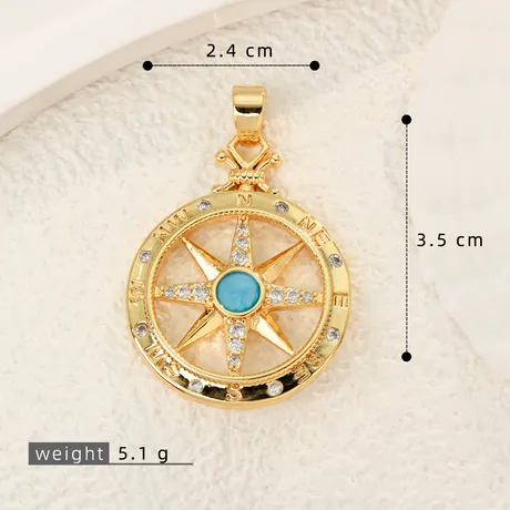 nk7_249_1066149665994.jpg Custom Engraved Compass Necklace With Heart Birthstone - 图片 1