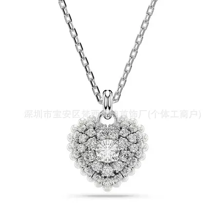 nk7_252_999388390924.jpg Double Halo Heart Necklace Sterling Silver - 图片 1