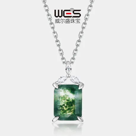 nk7_253_839232110054.jpg Classic Clover Moss Agate Necklace - 图片 1