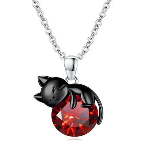 nk7_260_897987332713.jpg Hug Me Sassy Cat Custom Birthstone Necklace - 图片 1
