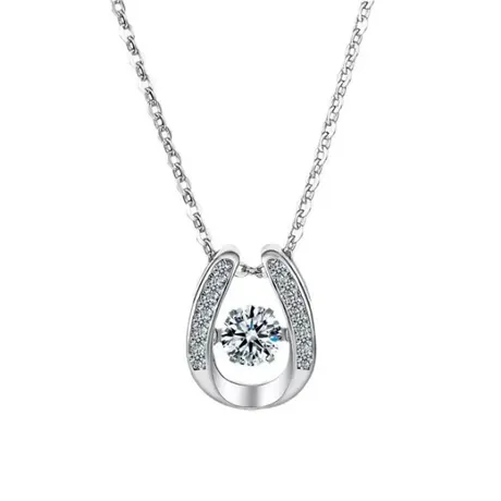 nk7_261_945166953225.jpg Horseshoe Pendant Necklace With Round Cut Stone - 图片 1