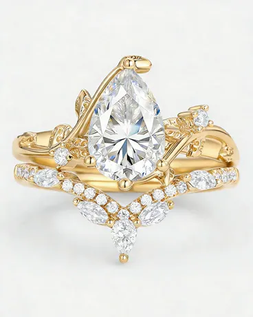 p21_1051200711761.jpg Infinity Twist Pear Shaped Engagement Ring Set - 图片 1