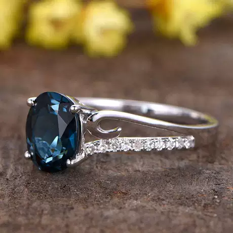 p31_604700940312.jpg Bypass Ocean Wave Oval Blue Topaz Engagement Ring - 图片 1