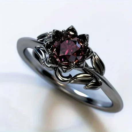 pr3_68_836267732865.jpg Custom Twist Gothic Black Lotus Ring With Birthstone - 图片 1
