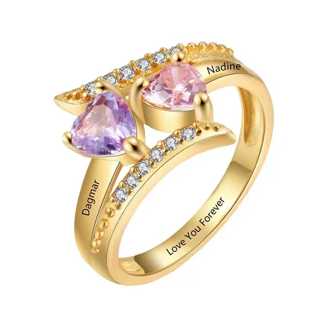 pr3_73_963203057564.jpg "Heart To Heart" Custom Engagement Ring With Birthstone And Engraving - 图片 1