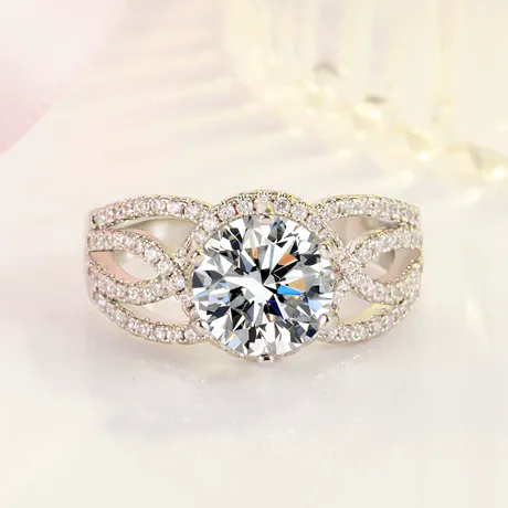 pr3_85_696778394174.jpg Classic Knot Round Cut Promise Ring Sterling Silver - 图片 1