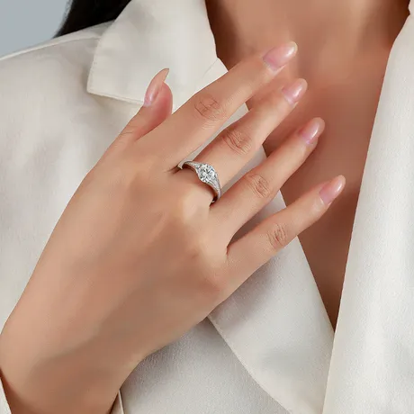 pr3_88_1067522570235.jpg Classic Beaded Three Stone Promise Ring Sterling Silver - 图片 1