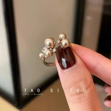repl_1462_784957242058.jpg Summer Two Tone Ocean Turtle Starfish Pearl Ring - 图片 1