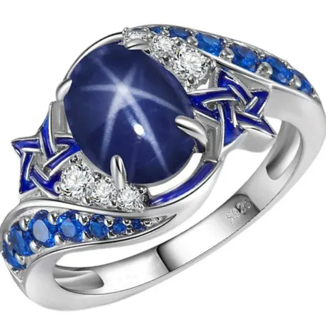 rg1_21_994747860609.jpg Twist Pave Star Sapphire Ring With Star Accents - 图片 1