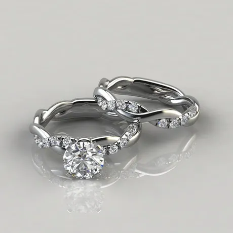 rg5_133_849106988631.jpg Parallel Meet Two-Tone Bypass Couple Ring Set - 图片 1