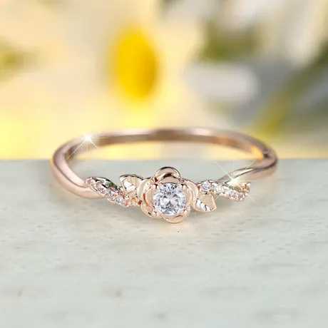 rg5_143_922591365303.jpg Rose Gold Plated Rose Flower Round Engagement Ring - 图片 1
