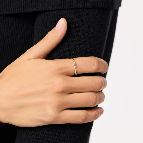 rg6_159_848601460200.jpg Parallel Meet Gold Minimalist Women's Bypass Wedding Band - 图片 1
