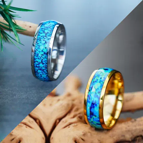 rg7_196_860472559634.jpg Men's Tungsten Wedding Band With Turquoise Inlay - 图片 1
