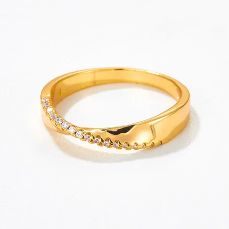 wb2_42_978278782798.jpg Simple Twisted Pave Gold Wedding Band For Women - 图片 1