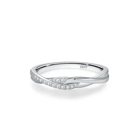 wb2_48_790102822444.jpg Knot Twist Pave Women's Wedding Band Sterling Silver - 图片 1
