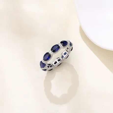 wb2_51_1064442660553.jpg Blue And White Stone Double-Row Wedding Band - 图片 1