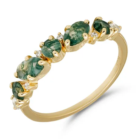 wb2_59_876968532610.jpg Irregular Moss Agate Gold Wedding Band - 图片 1
