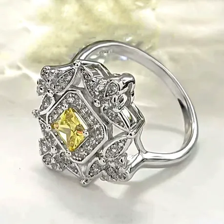 wd10_272_670750820652.jpg Star Moon Radiant Cut Bridal Ring Set Sterling Silver - 图片 1