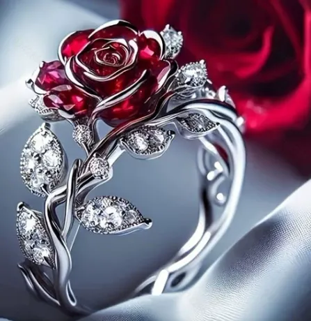 wd10_276_1029254549920.jpg Gothic Thorn Rose Inspired Black Engagement Ring - 图片 1