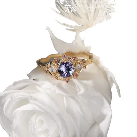 wd10_292_890465717031.jpg Vintage Three Stone Oval Briar Rose Engagement Ring - 图片 1