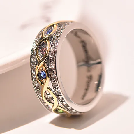wd10_299_598022320359.jpg Curled Leaf Twist Moss Agate Couple's Ring Set - 图片 1