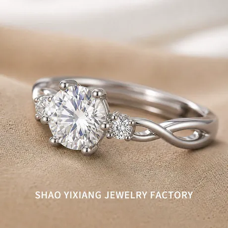 wd6_179_1047273311334.jpg Round Cut Matching Couple Ring Set Sterling Silver - 图片 1