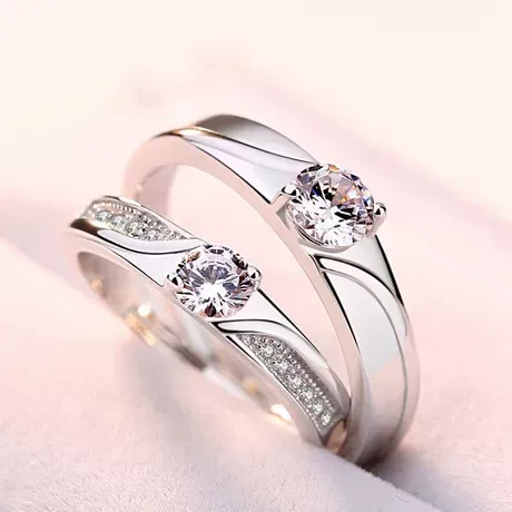 wd7_183_839610612569.jpg Classic Twist Bypass Couple Ring Set Sterling Silver - 图片 1