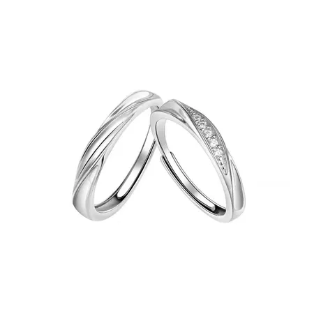 wd7_189_887365833451.jpg Classic Gold Bypass Wave Matching Couple Ring Set - 图片 1