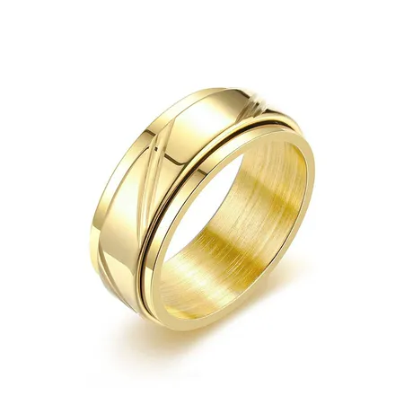 wd7_190_942941341320.jpg Classic Gold Bypass Wave Plain Wedding Band For Men - 图片 1