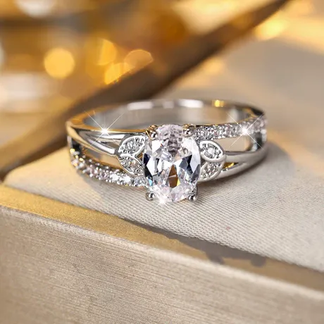 wd7_194_997332397165.jpg “Branches And Leaves” Oval Engagement Ring Set - 图片 1